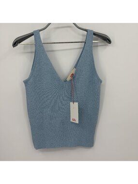 Kilte Collection Rei Tank in Light Blue Cotton-Cashmere size 0/XS V-Neck Top